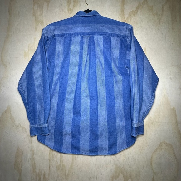 Knights of round table blue striped button-up shirt 100% cotton size medium - Picture 9 of 9